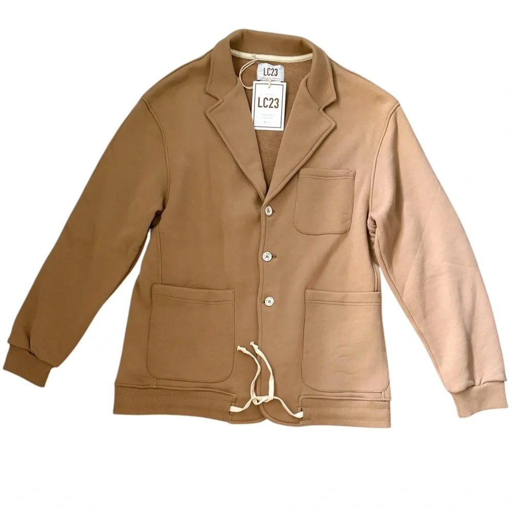 LC23 Handmade in Puglia Italy Camel Fleece Casual Blazer NWT Sz Large